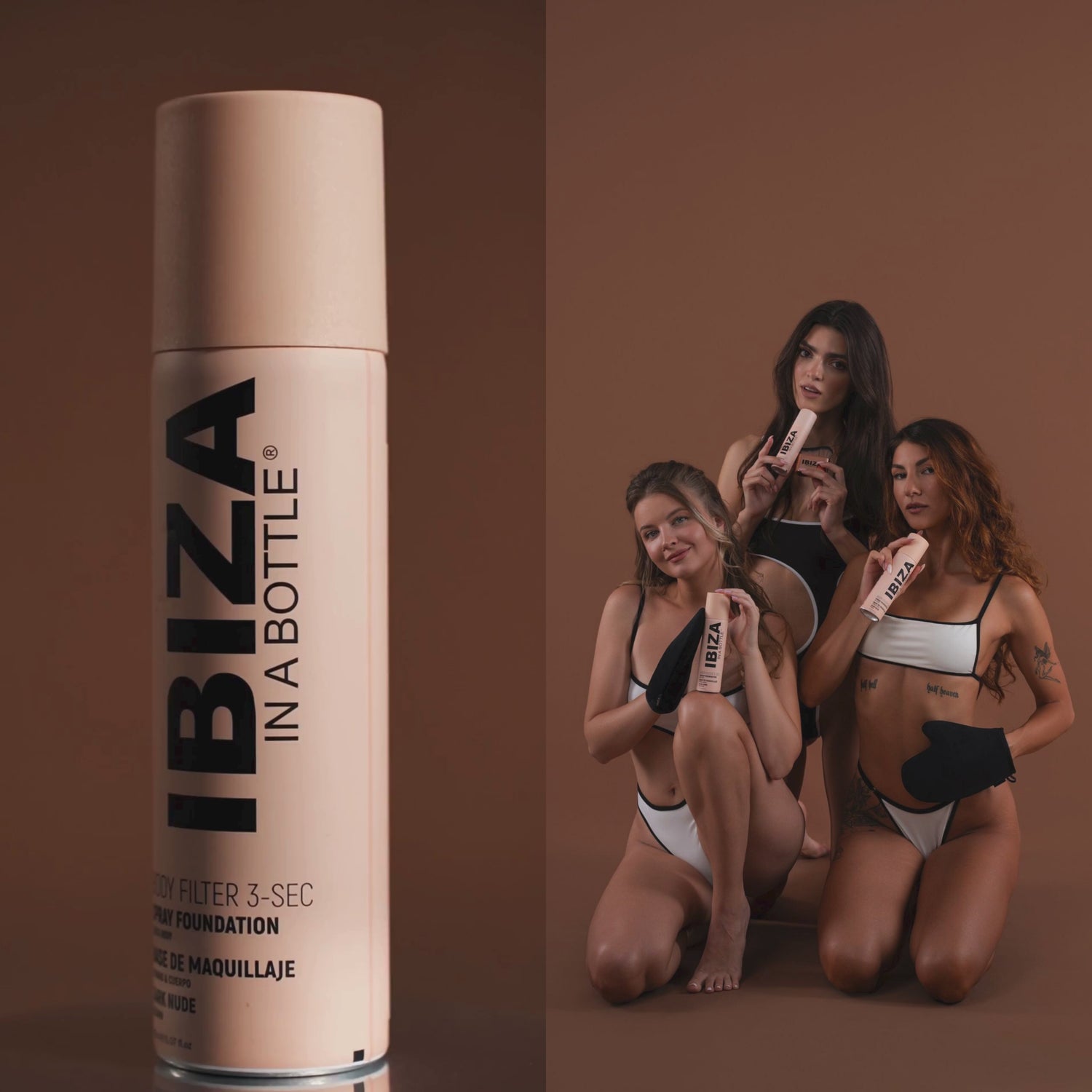 IBIZA 3-SEC BODY FILTER Dark Nude Anti-Aging Instant Spray-on Leg &amp; Body Foundation Advanced Skincare